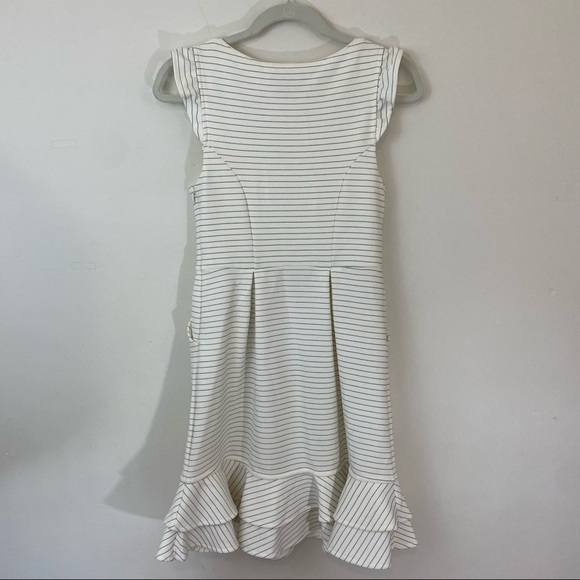 Anthropologie  Maeve Sunland Striped V Neck Flutter Ruffle Sleeve Knit Dress 4 - Picture 6 of 8